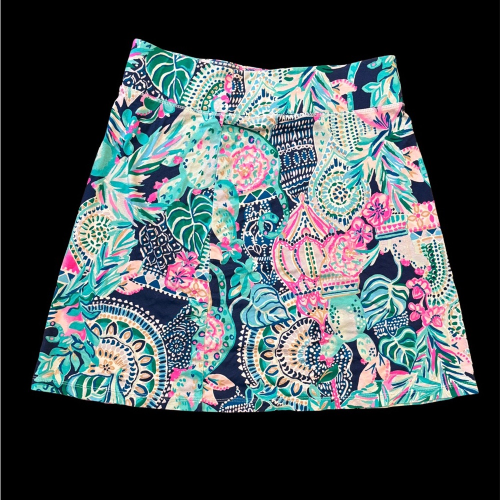 Lilly Pulitzer A-Line Skirt in Blue and Pink Tropical Print